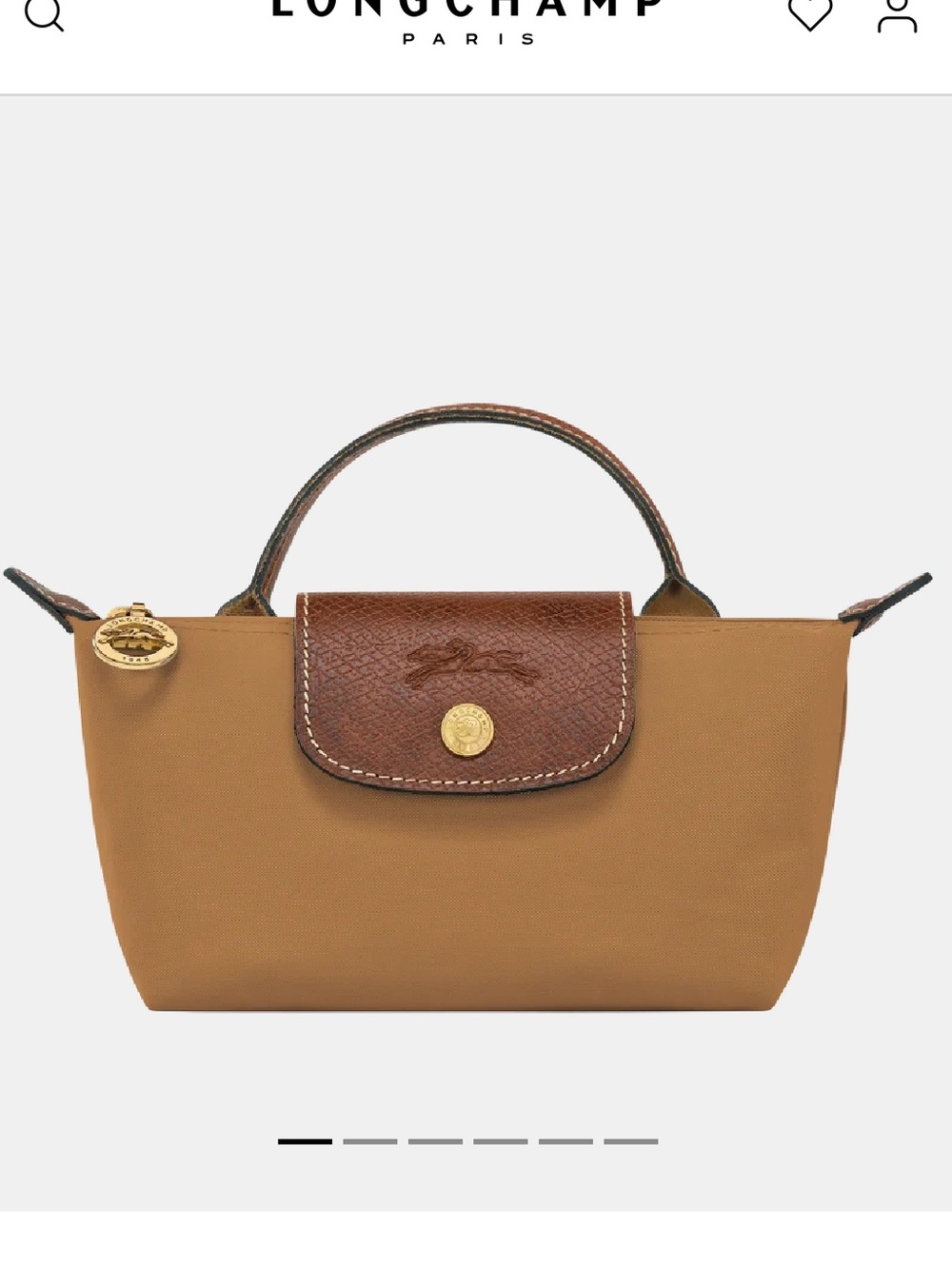 Longchamp Mini Bag Tan with Brown Leather Trim